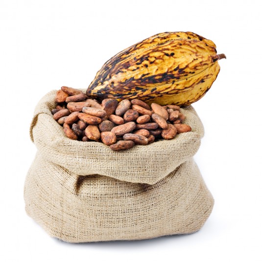 Kakaobønner i sæk